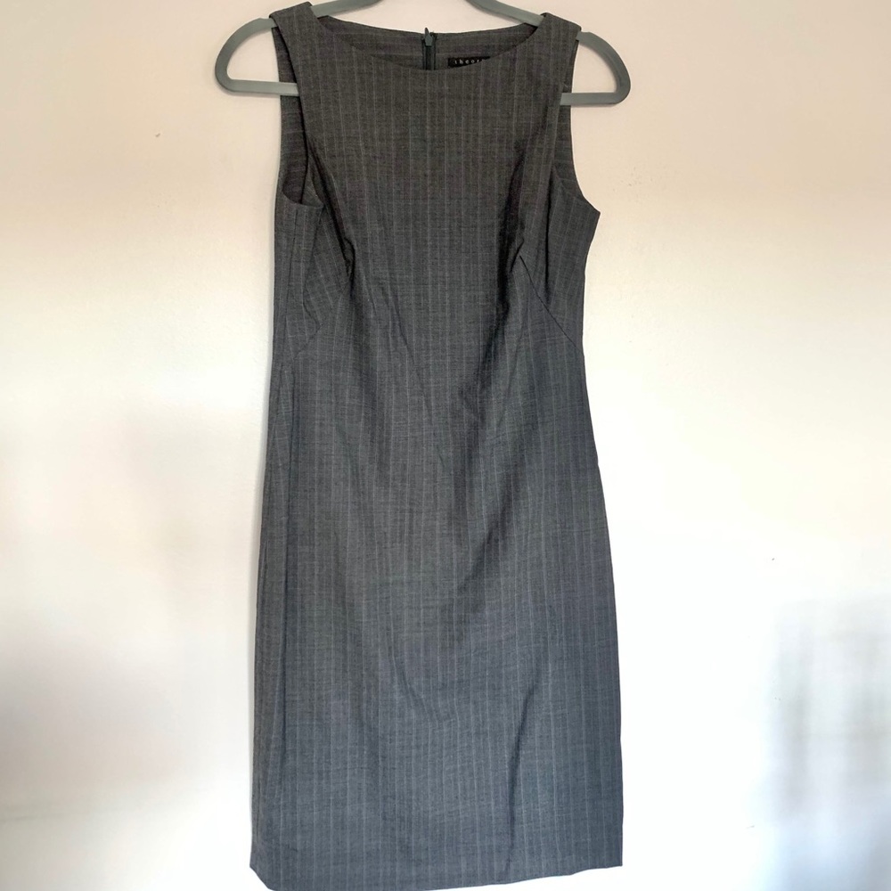Theory Gray Pinstripe Sleeveless Dress 6